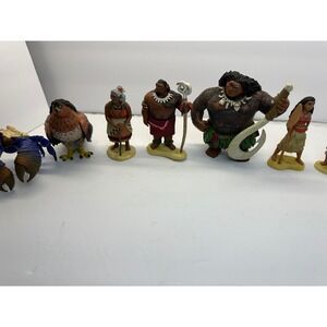 Disney Moana Figure Set Maui Moana Gramma Tala Chief Tui Tamatoa Hawk 7pc Lot